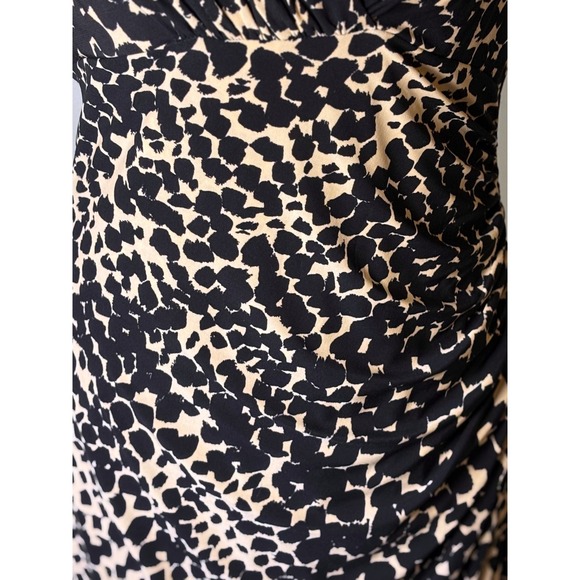 Vintage LAUREN Ralph Lauren Dress SZ 10  Animal Print Sleeveless Ruched - Picture 3 of 11
